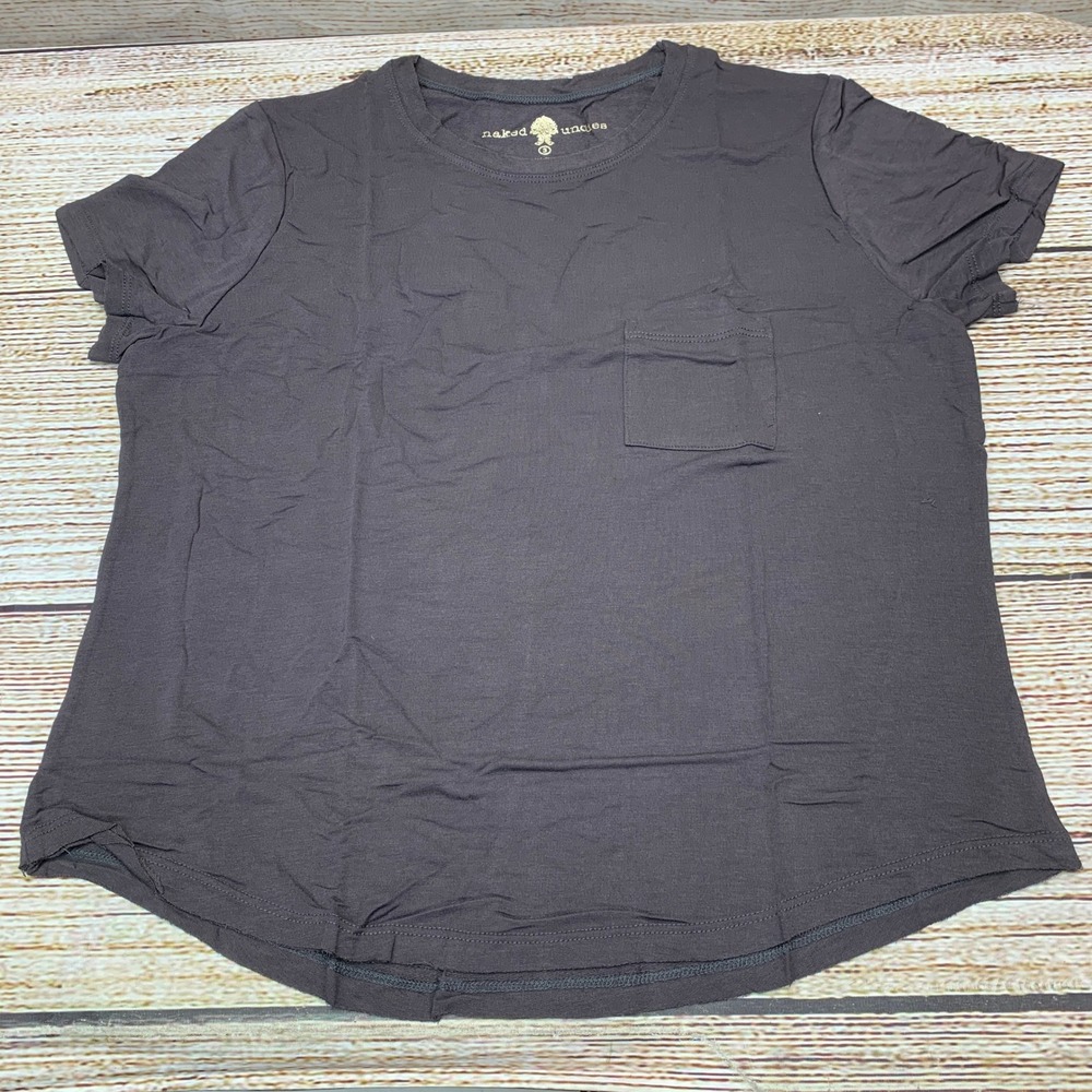 Naked Undies‎ Size 3 Charcoal Gray Modal Spandex Pocket T-Shirt Top Made in USA